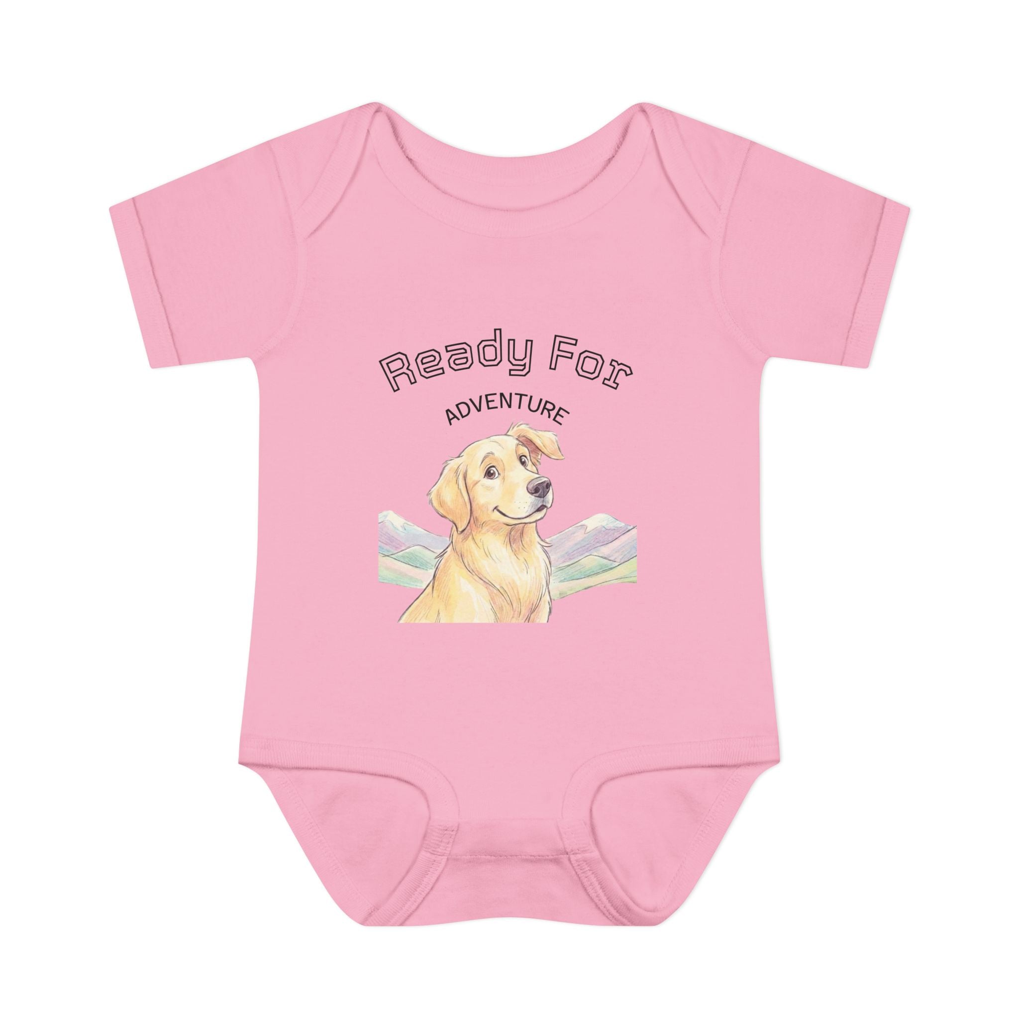 Ready for Adventure Baby Bodysuit — Golden Retriever Puppy Graphic Infant Onesie
