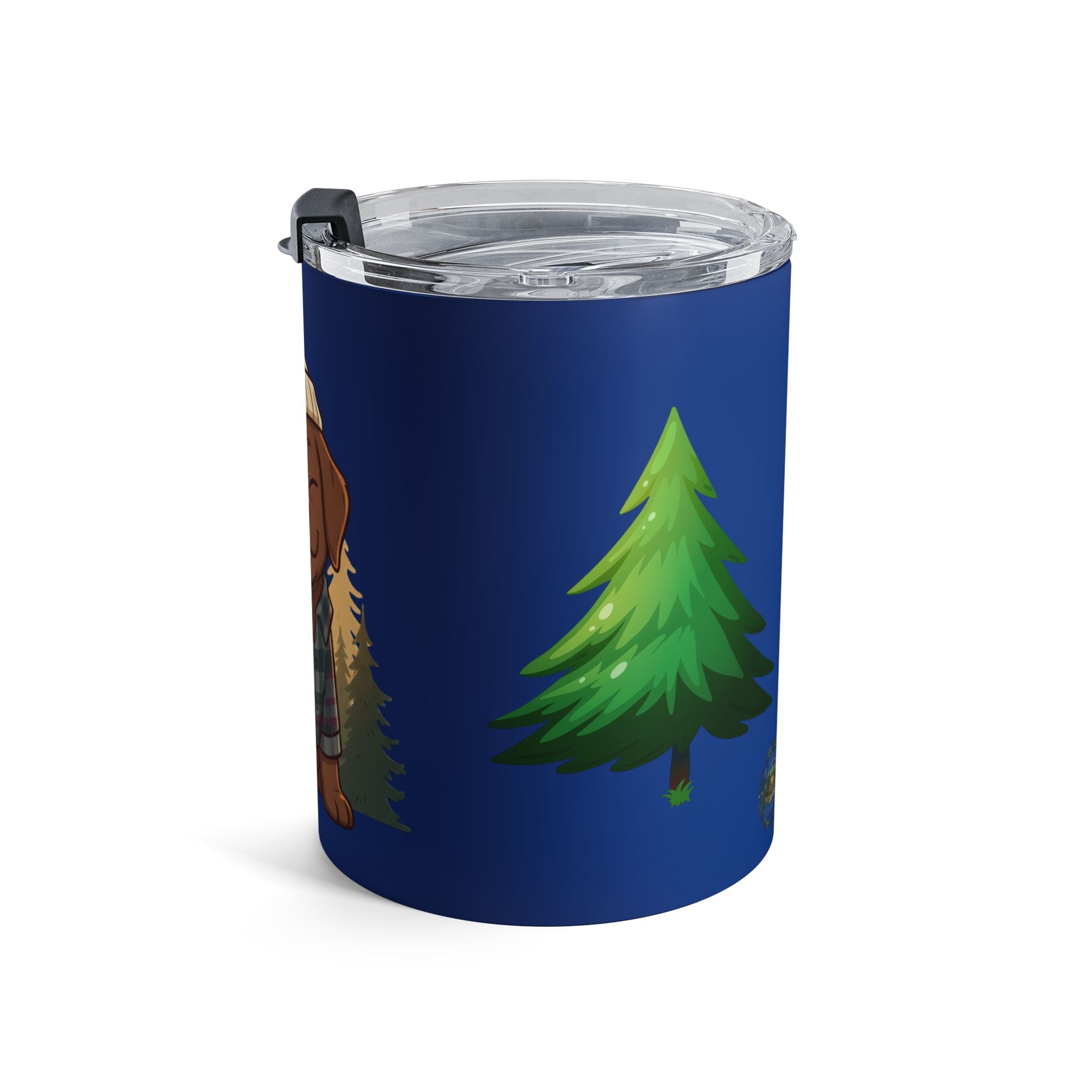 10oz Cute Puppy Camp Tumbler - Woodland Dog Travel Cup with Beanie Design