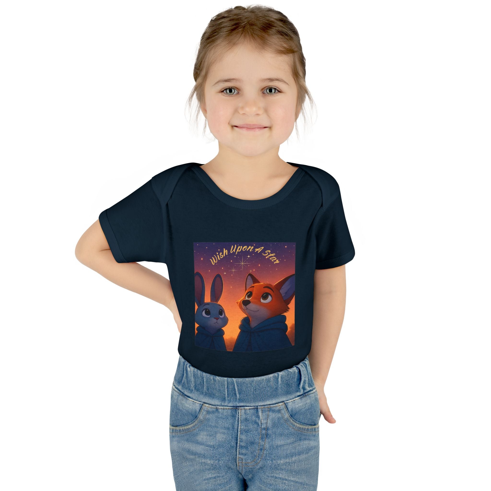 Baby Bodysuit - 'Wish Upon a Star' Fox & Bunny Night Sky Infant Onesie