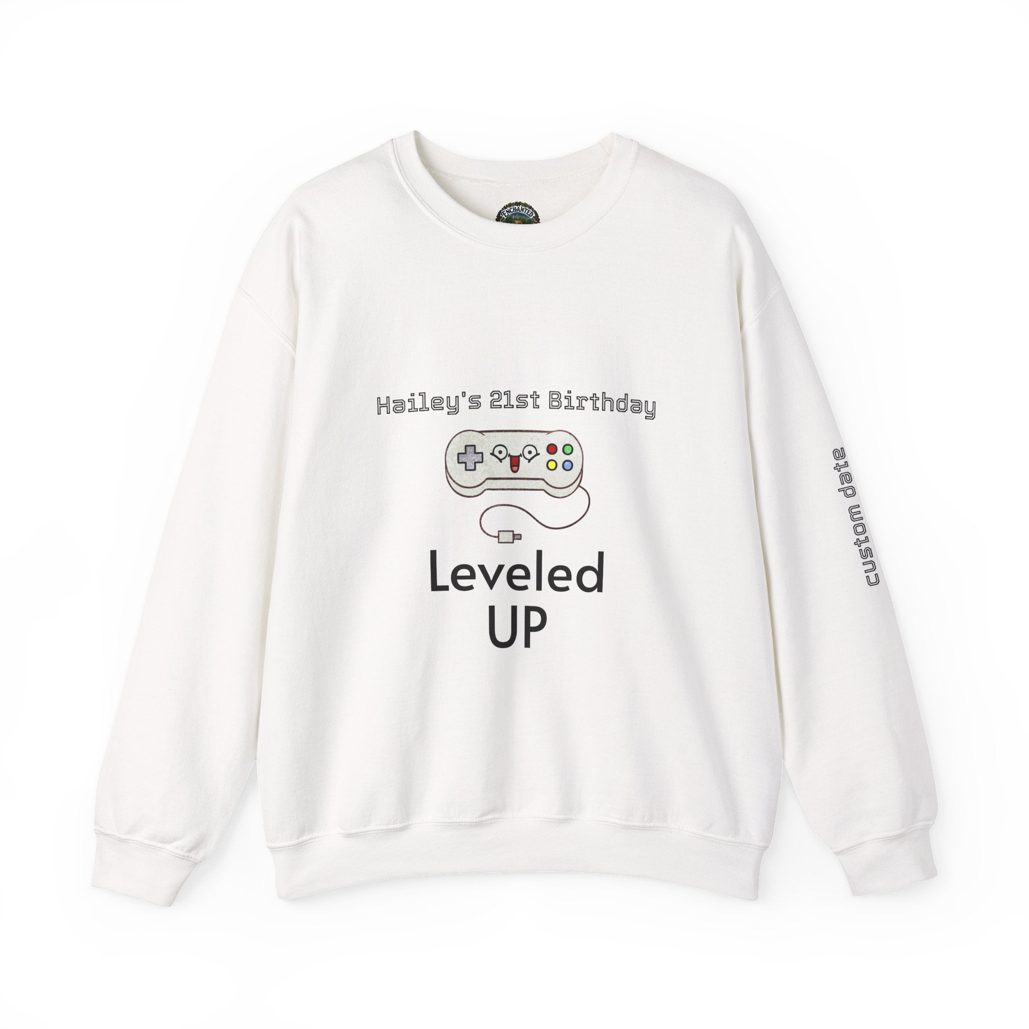 Leveled Up Gamer Crewneck Sweatshirt — Personalized "Leveled UP" Birthday Design