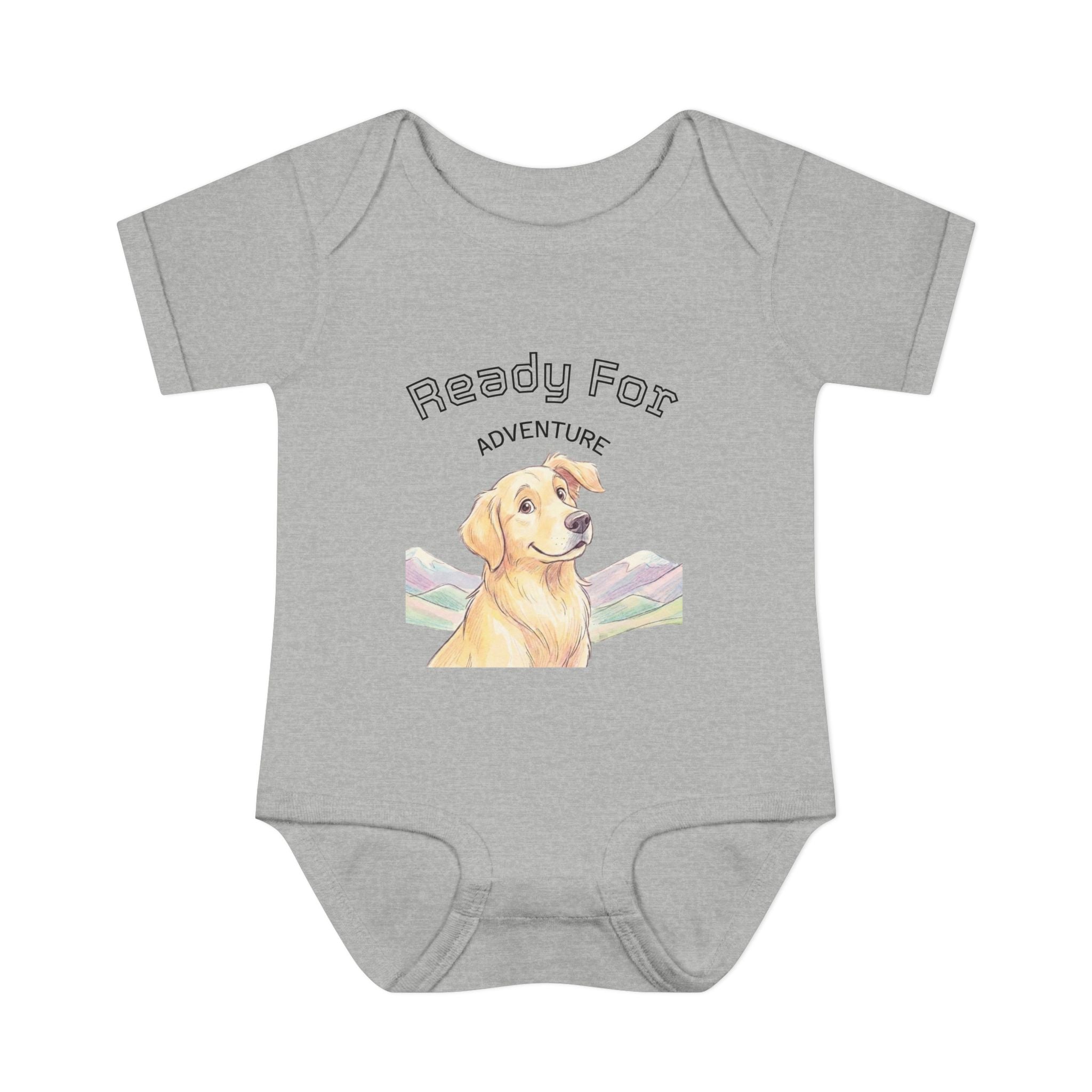Ready for Adventure Baby Bodysuit — Golden Retriever Puppy Graphic Infant Onesie