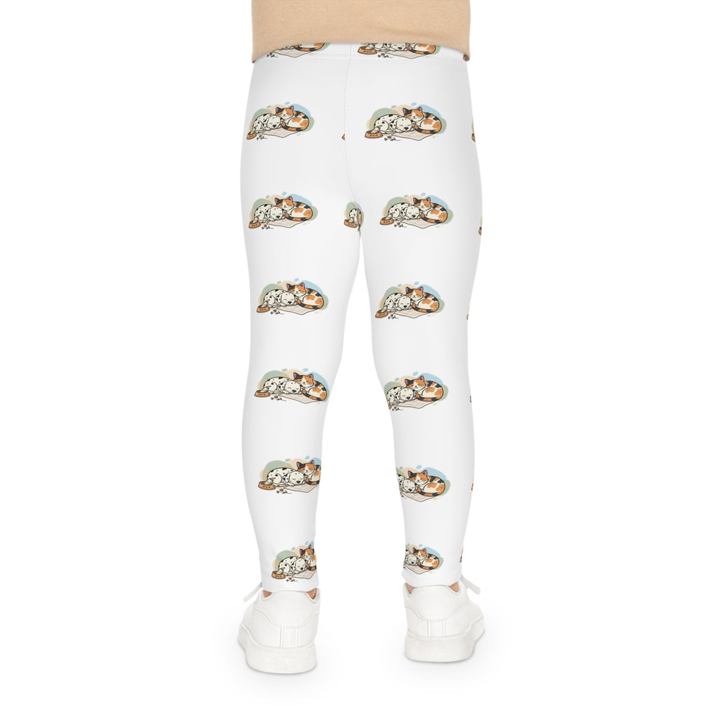Kids Leggings — Cute Sleeping puppy and cat All-Over Print