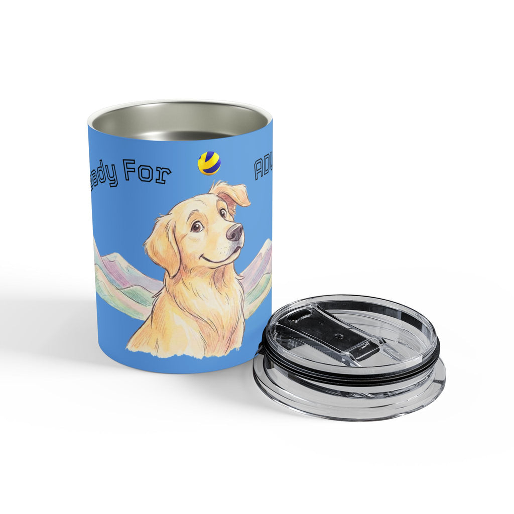 Golden Retriever Tumbler 10oz — 'Ready For Adventure' Dog Travel Mug