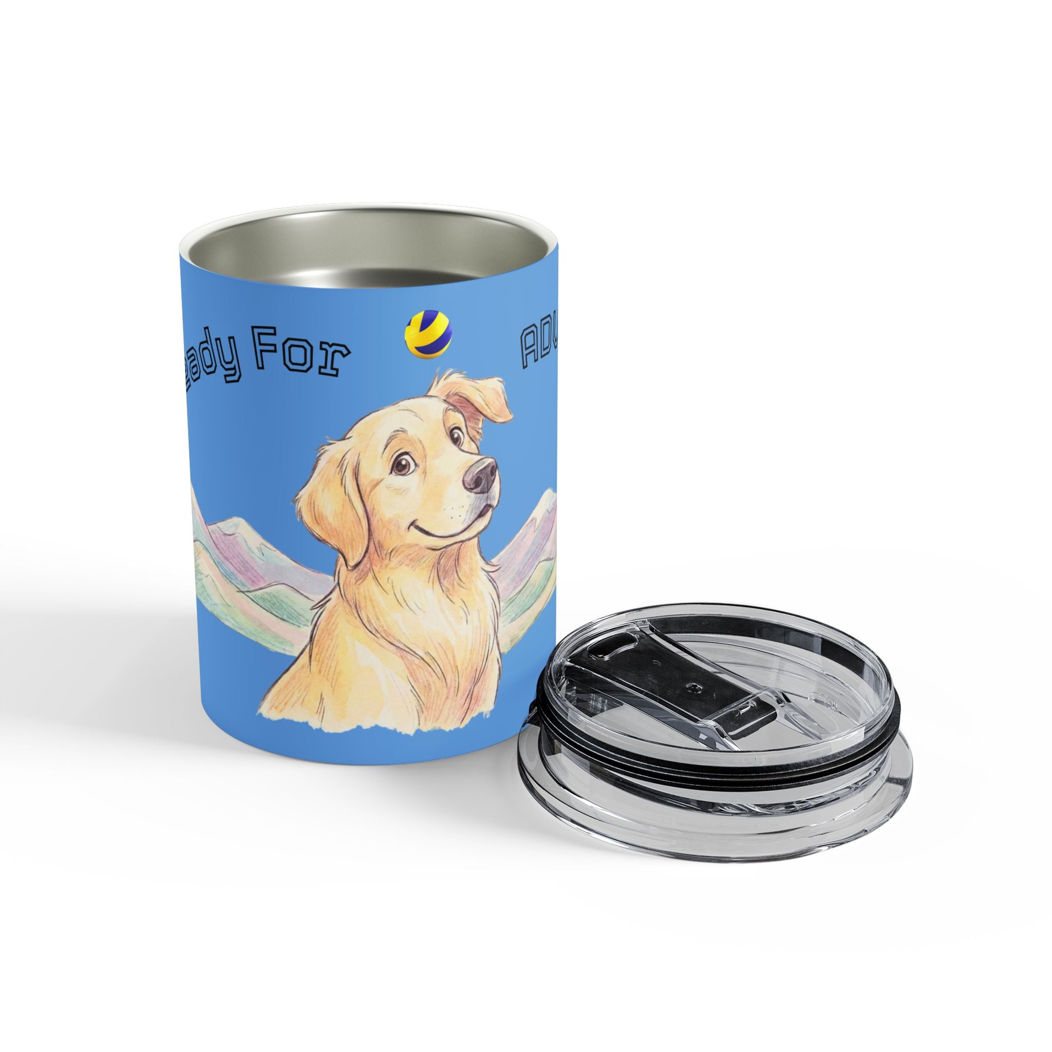Golden Retriever Tumbler 10oz — 'Ready For Adventure' Dog Travel Mug