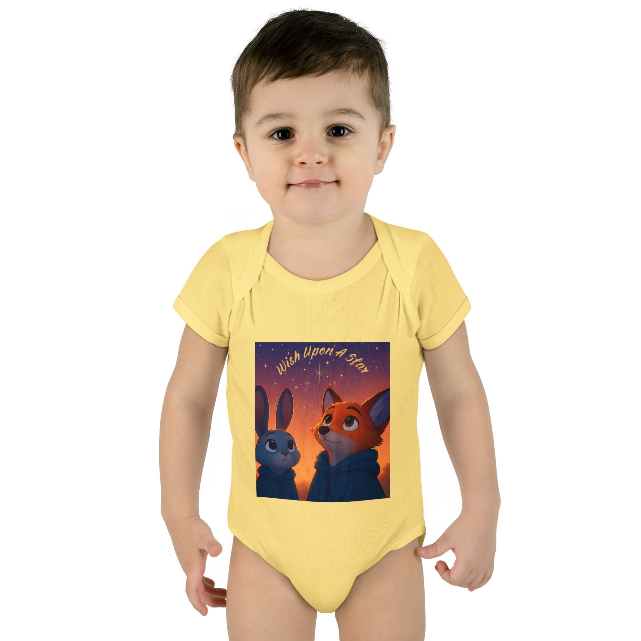 Baby Bodysuit - 'Wish Upon a Star' Fox & Bunny Night Sky Infant Onesie