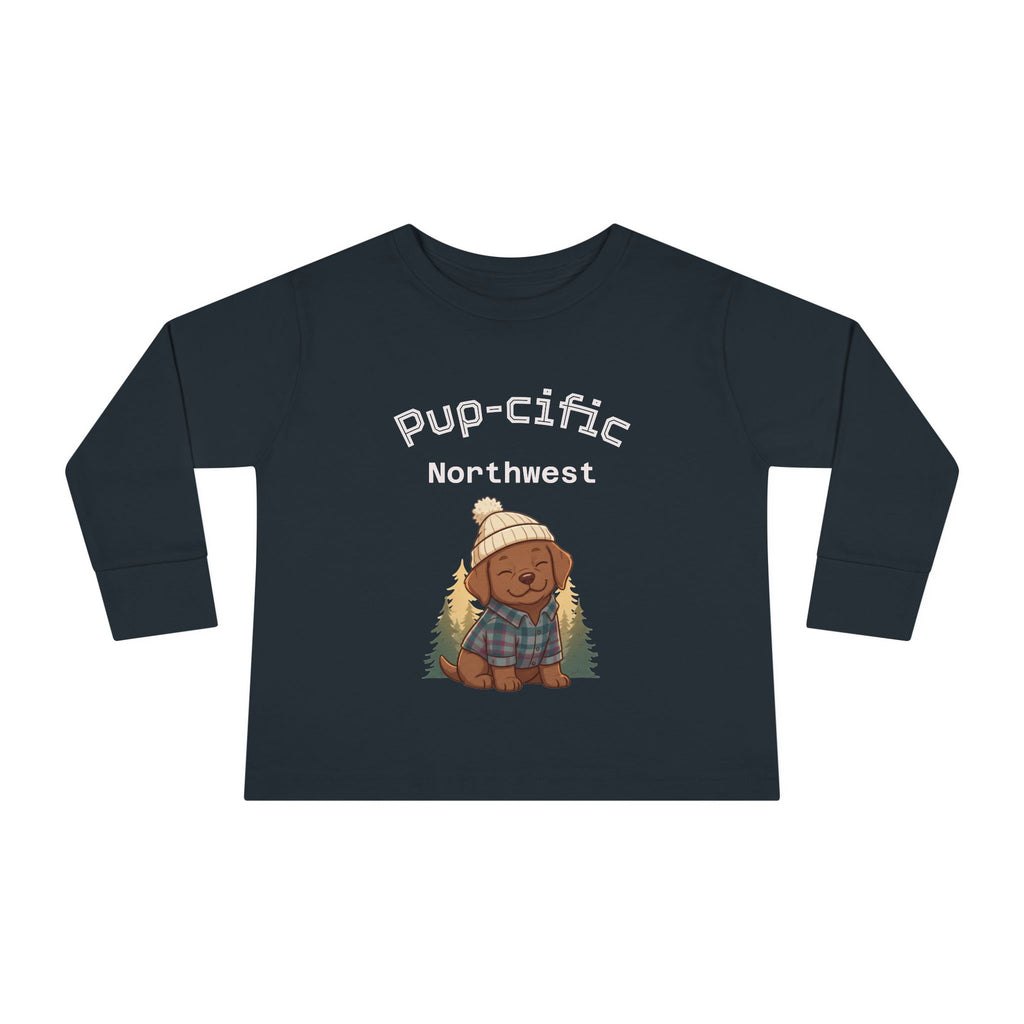 Toddler Long Sleeve Tee - Pup-cific Northwest Cozy puppy