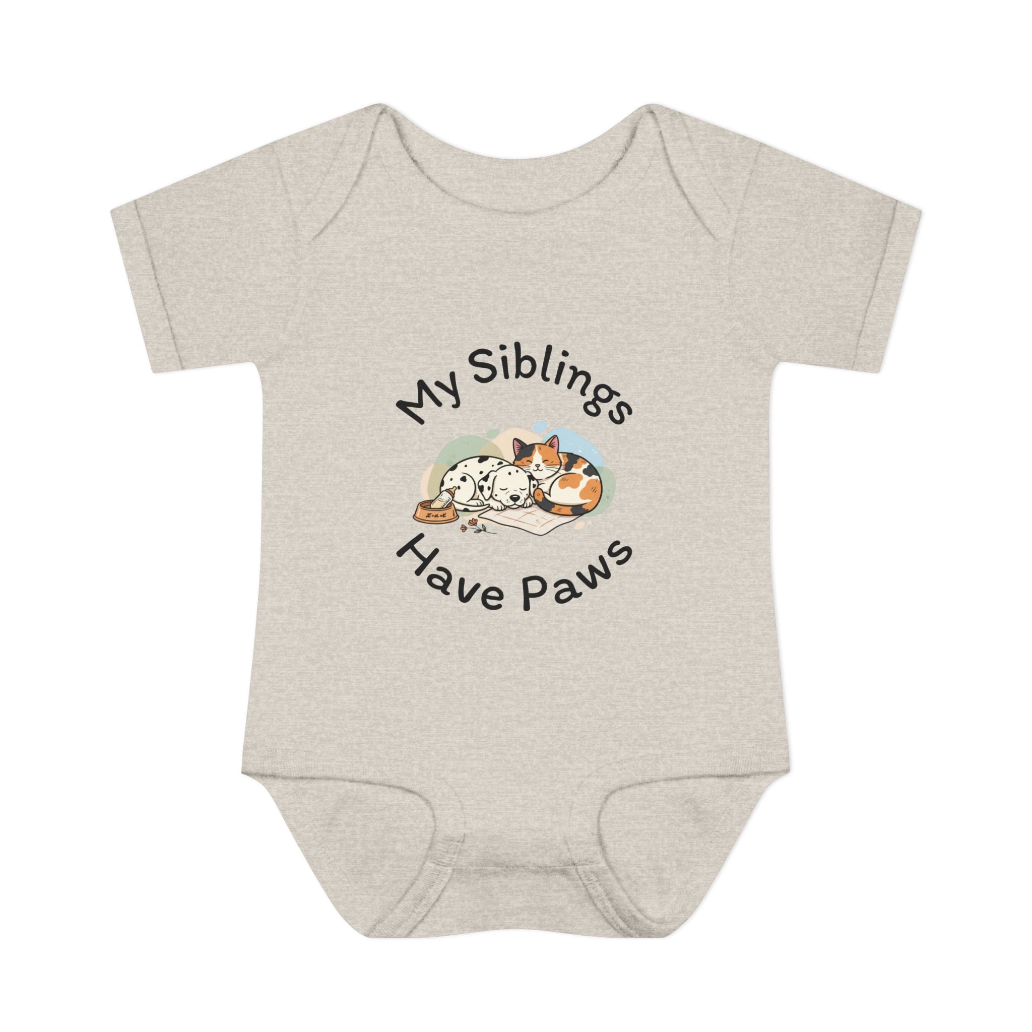 Infant Bodysuit – "My Siblings Have Paws" Cute Cat & Dog Baby Onesie