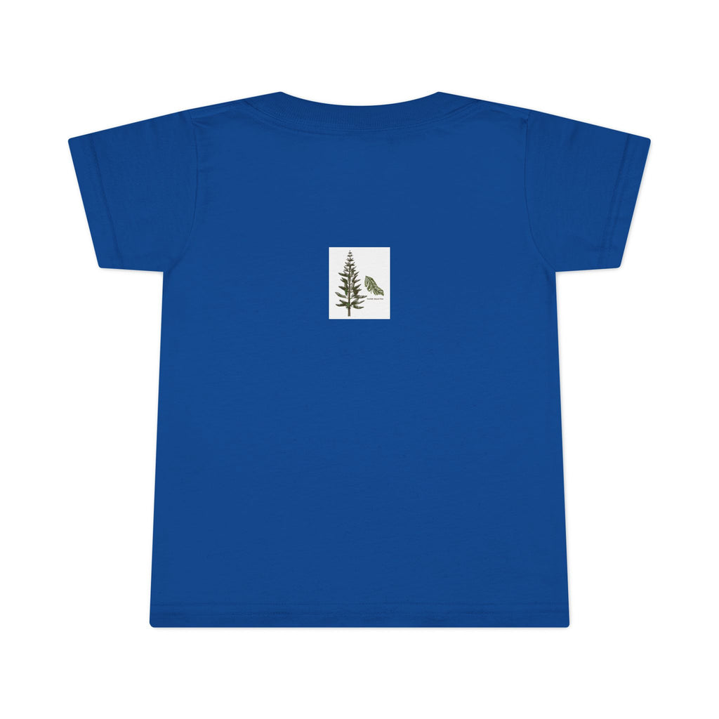 Toddler T-Shirt — Happy Yellow Labrador Puppy with Pastel Mountains