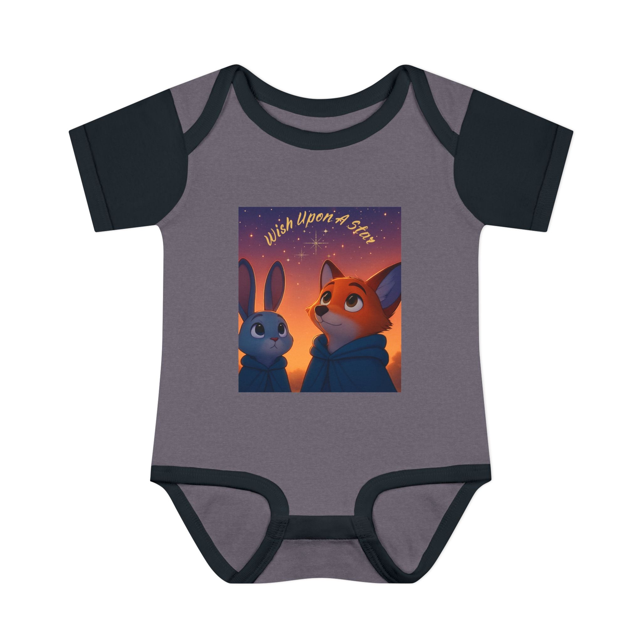 Baby Bodysuit - 'Wish Upon a Star' Fox & Bunny Night Sky Infant Onesie