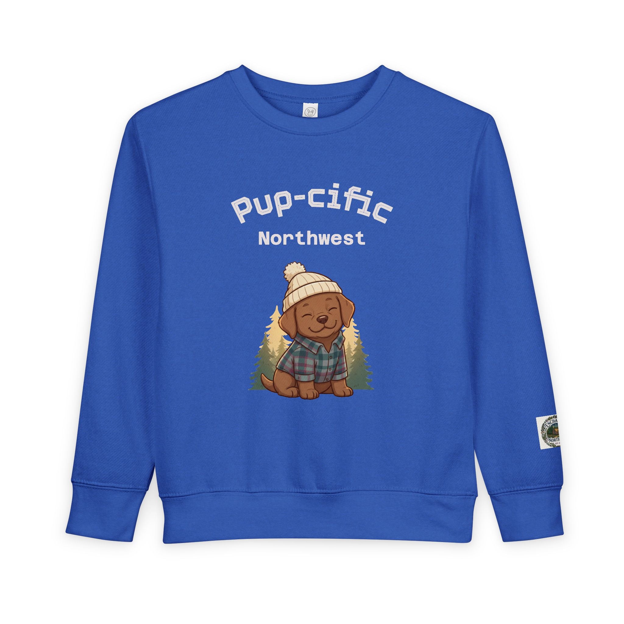 Pup-cific Northwest Toddler Sweatshirt — Cute Cozy Puppy Graphic