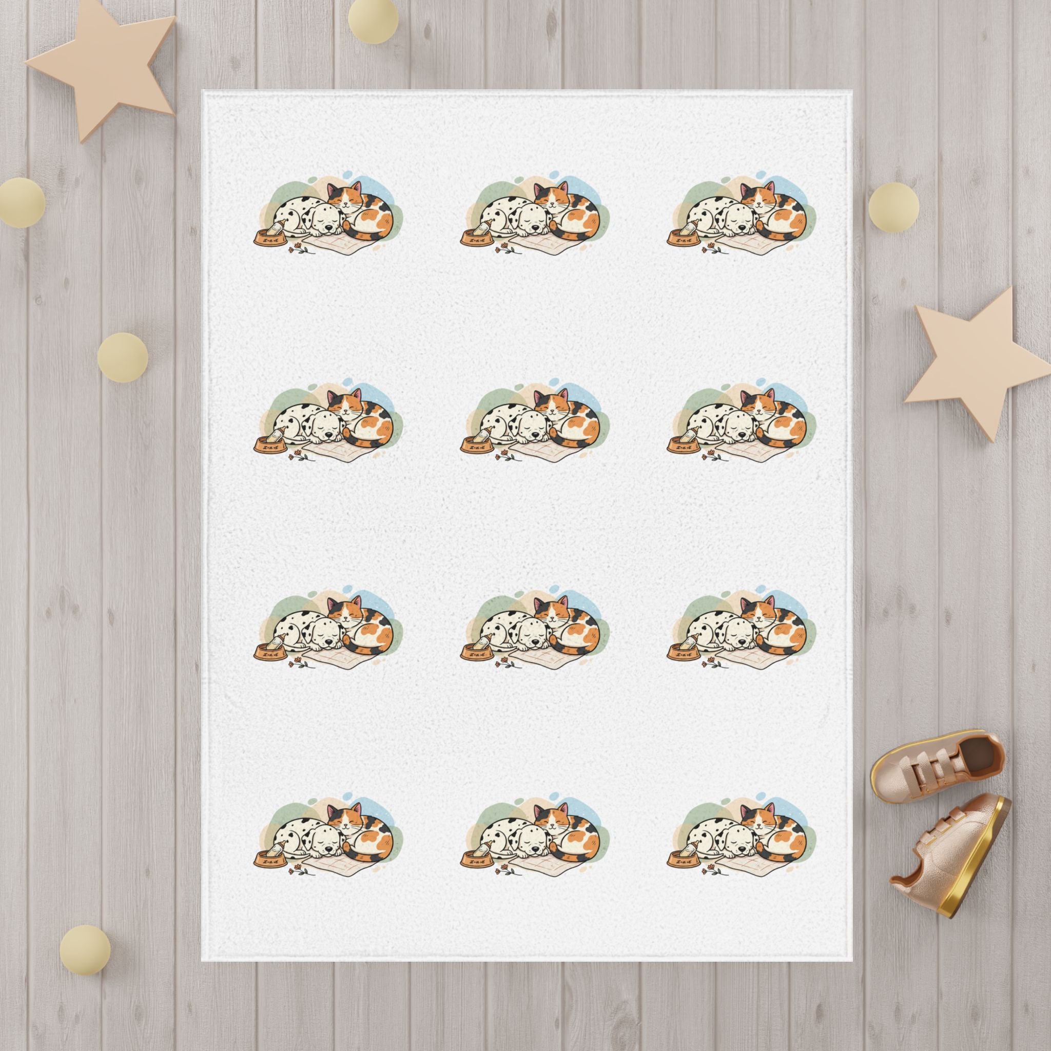 Toddler Blanket — Cute Sleeping Puppy Pattern Cozy Baby Throw for Nursery