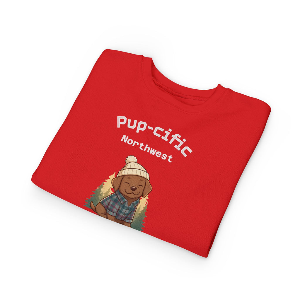 Pup-cific Northwest Toddler Sweatshirt — Cute Cozy Puppy Graphic