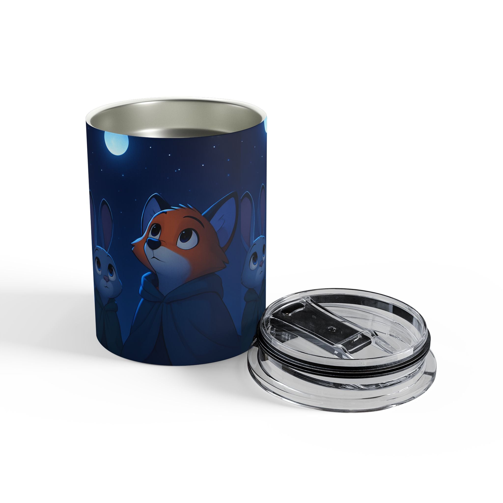 Night Sky Fox 10oz Insulated Tumbler — Cute Fox & Star Design