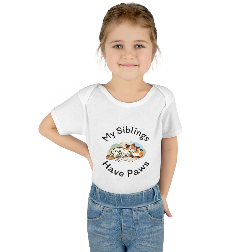 Infant Bodysuit – "My Siblings Have Paws" Cute Cat & Dog Baby Onesie