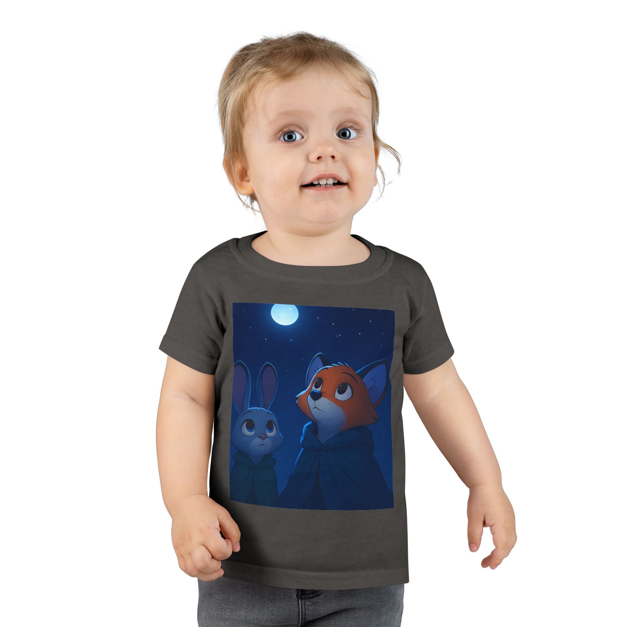 Toddler T-shirt — Fox & Bunny Moonlit Night Cute Kids Tee