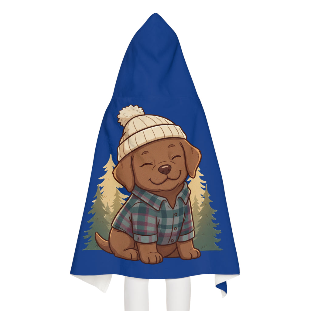 Kids Hooded Towel — Cozy Woodland Puppy in Beanie Design