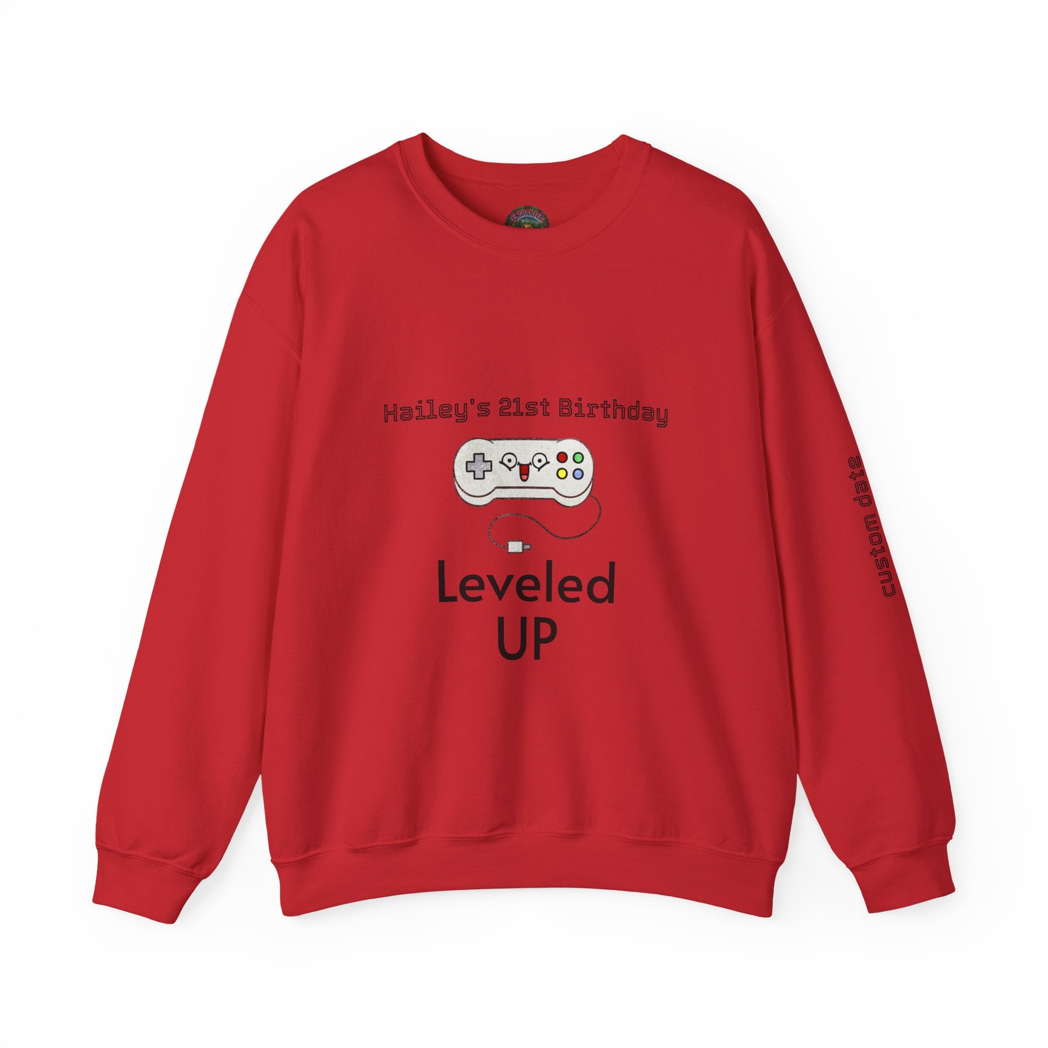 Leveled Up Gamer Crewneck Sweatshirt — Personalized "Leveled UP" Birthday Design