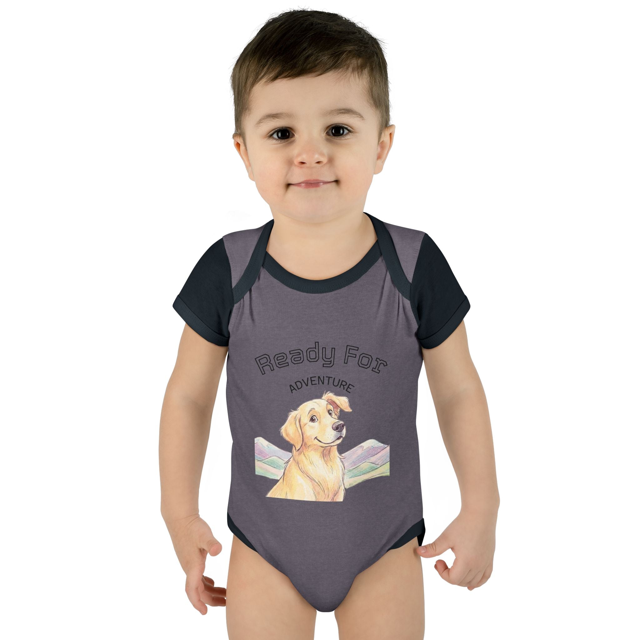Ready for Adventure Baby Bodysuit — Golden Retriever Puppy Graphic Infant Onesie