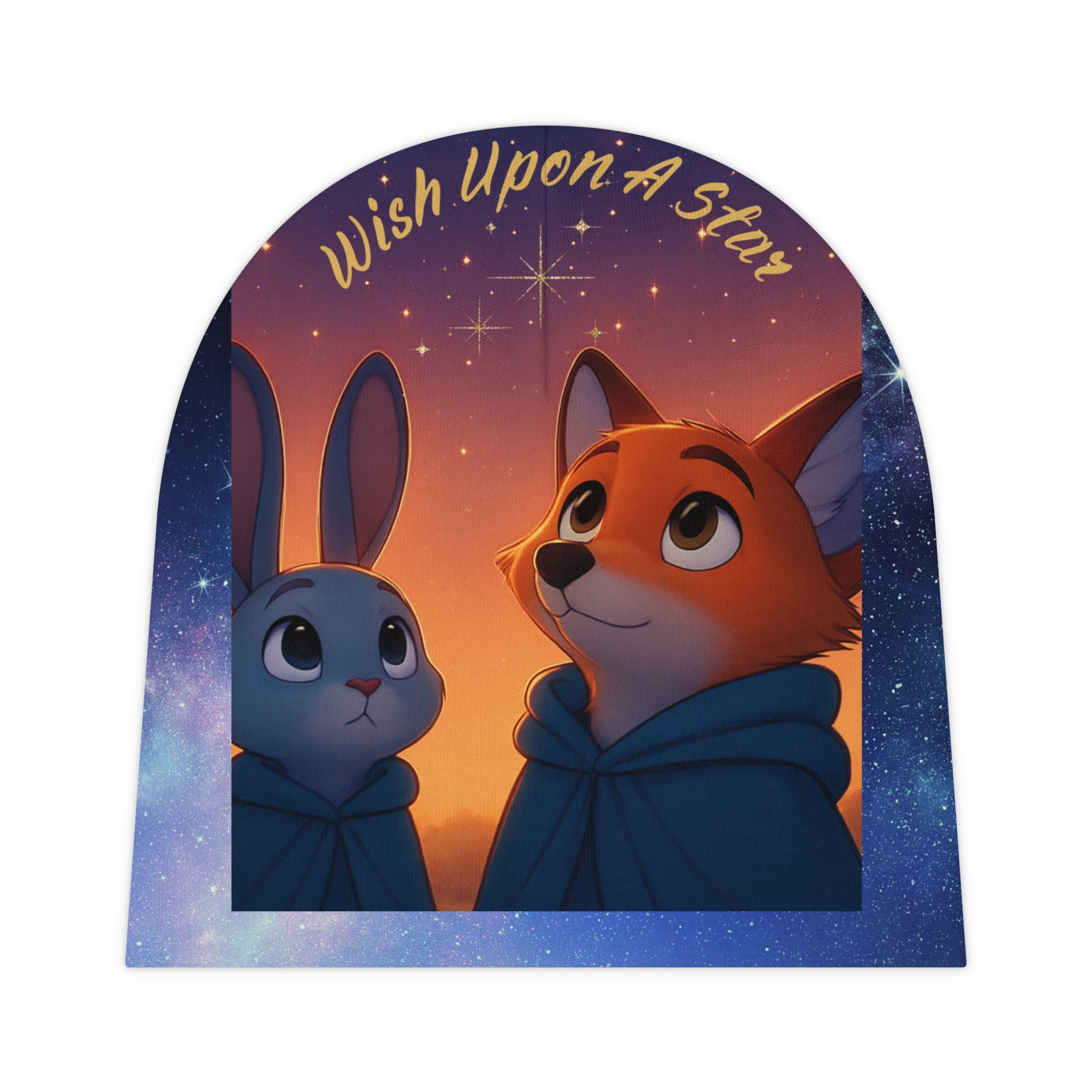 Baby Beanie – "Wish Upon A Star" Cute Fox & Bunny Night Sky Infant Hat