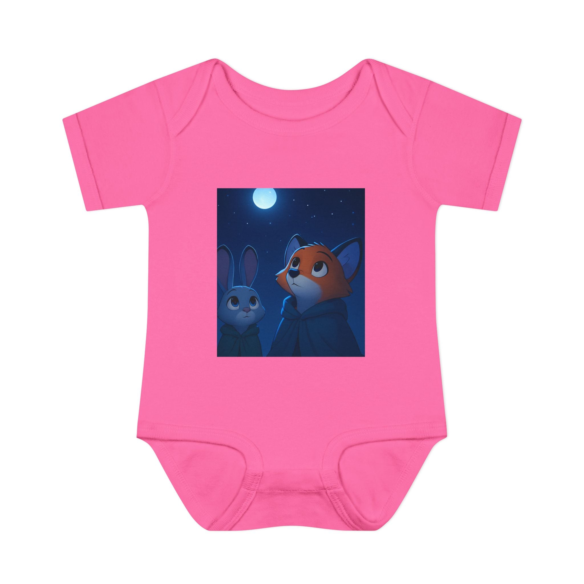 Baby Bodysuit — Moonlit Fox & Bunny Cute Nursery Graphic