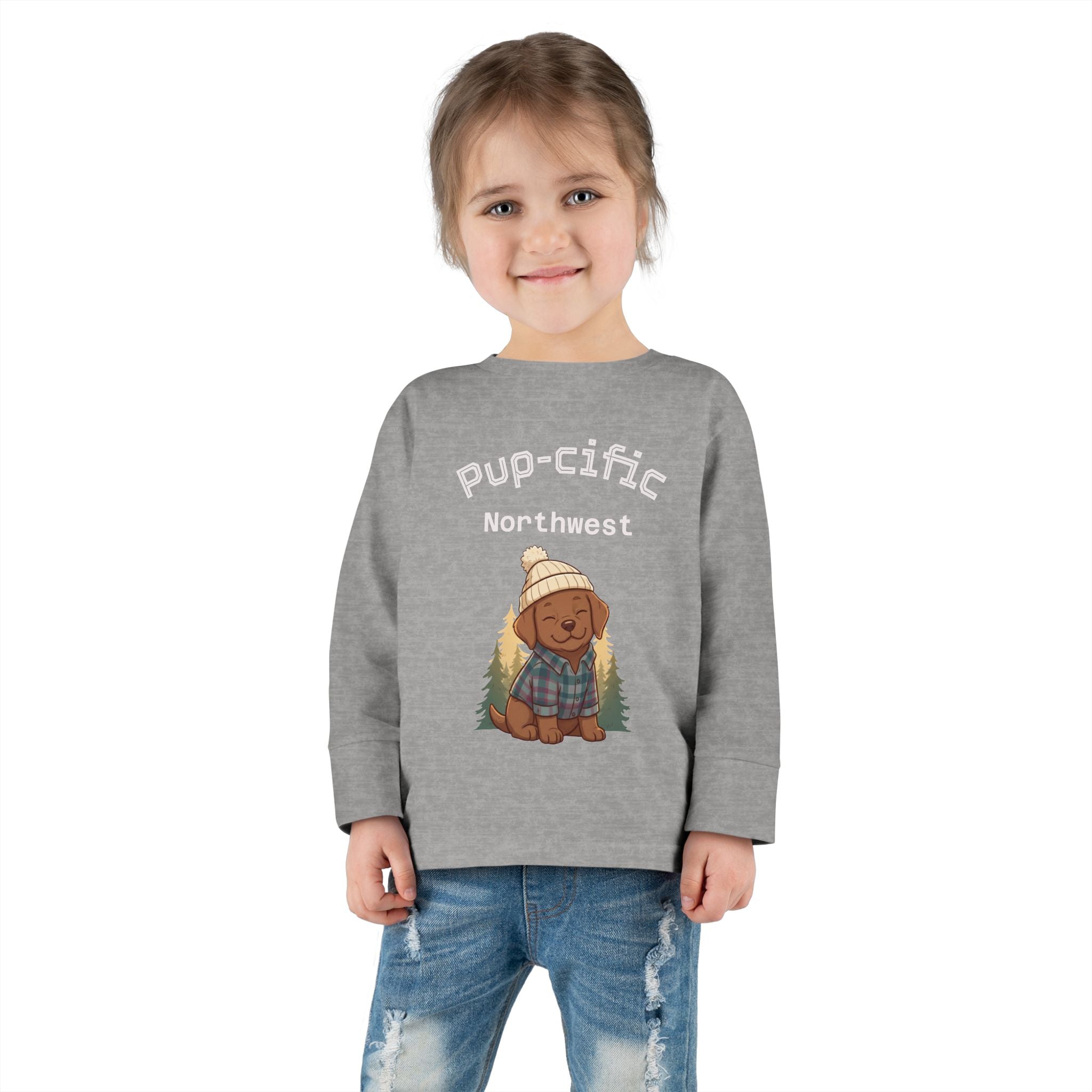 Toddler Long Sleeve Tee - Pup-cific Northwest Cozy puppy