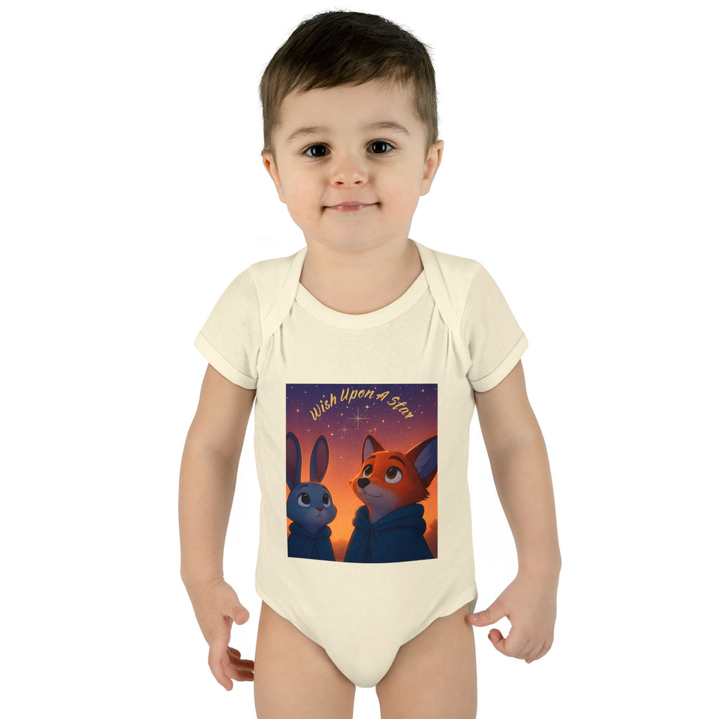 Baby Bodysuit - 'Wish Upon a Star' Fox & Bunny Night Sky Infant Onesie