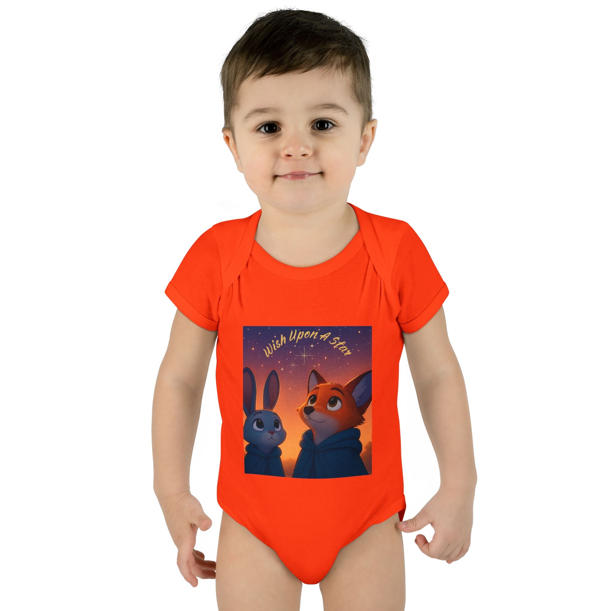 Baby Bodysuit - 'Wish Upon a Star' Fox & Bunny Night Sky Infant Onesie