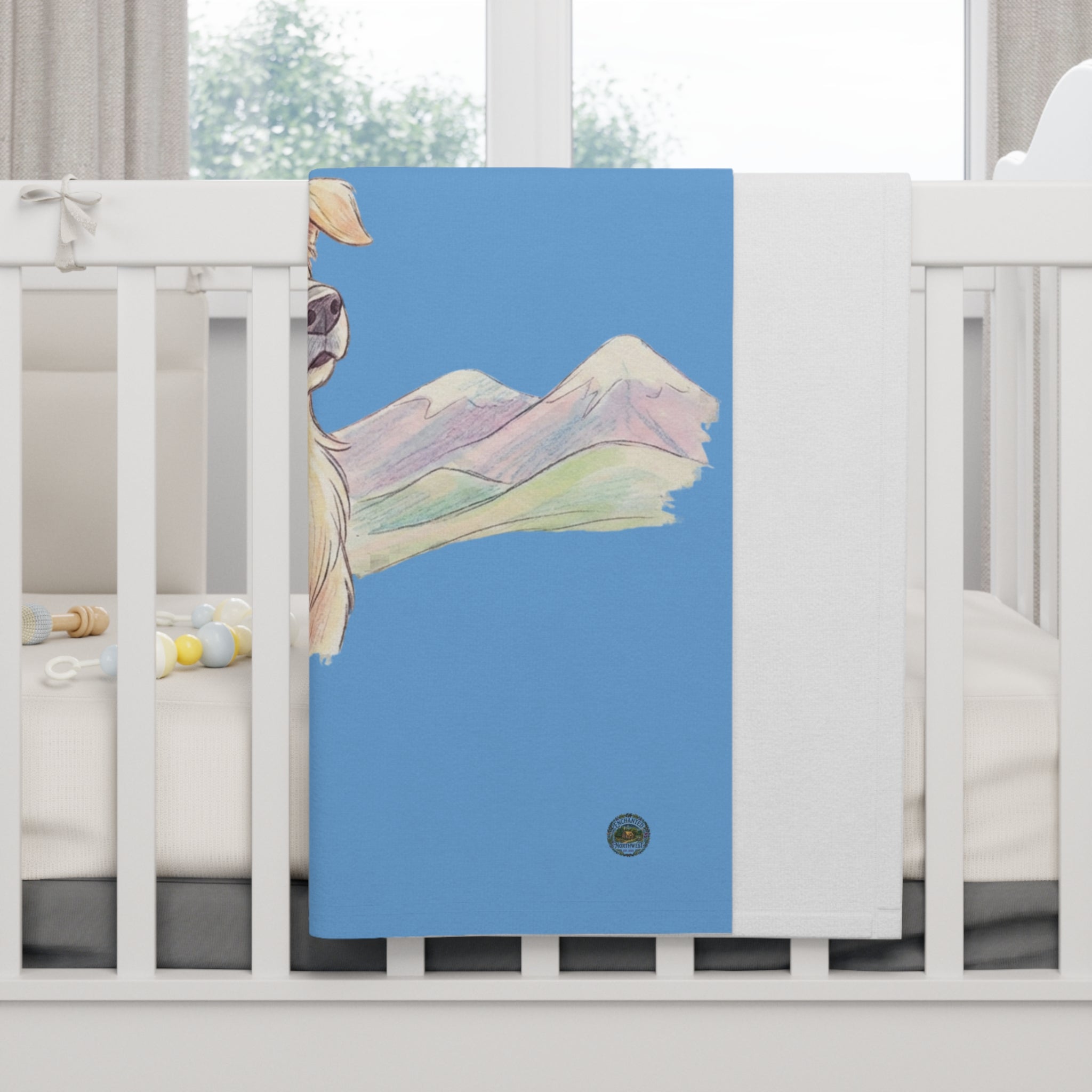 Ready For Adventure Baby Blanket — Golden Retriever Mountain Baby Throw