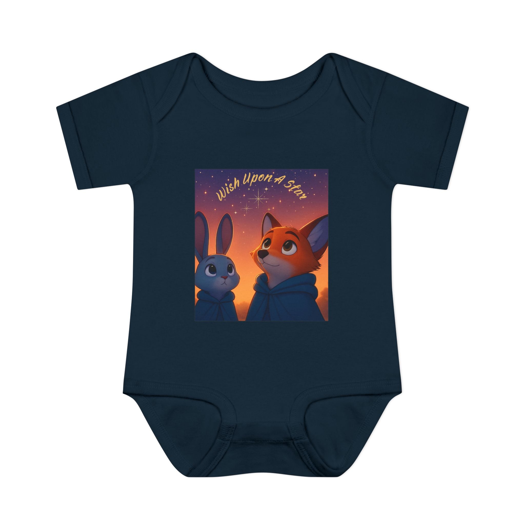 Baby Bodysuit - 'Wish Upon a Star' Fox & Bunny Night Sky Infant Onesie