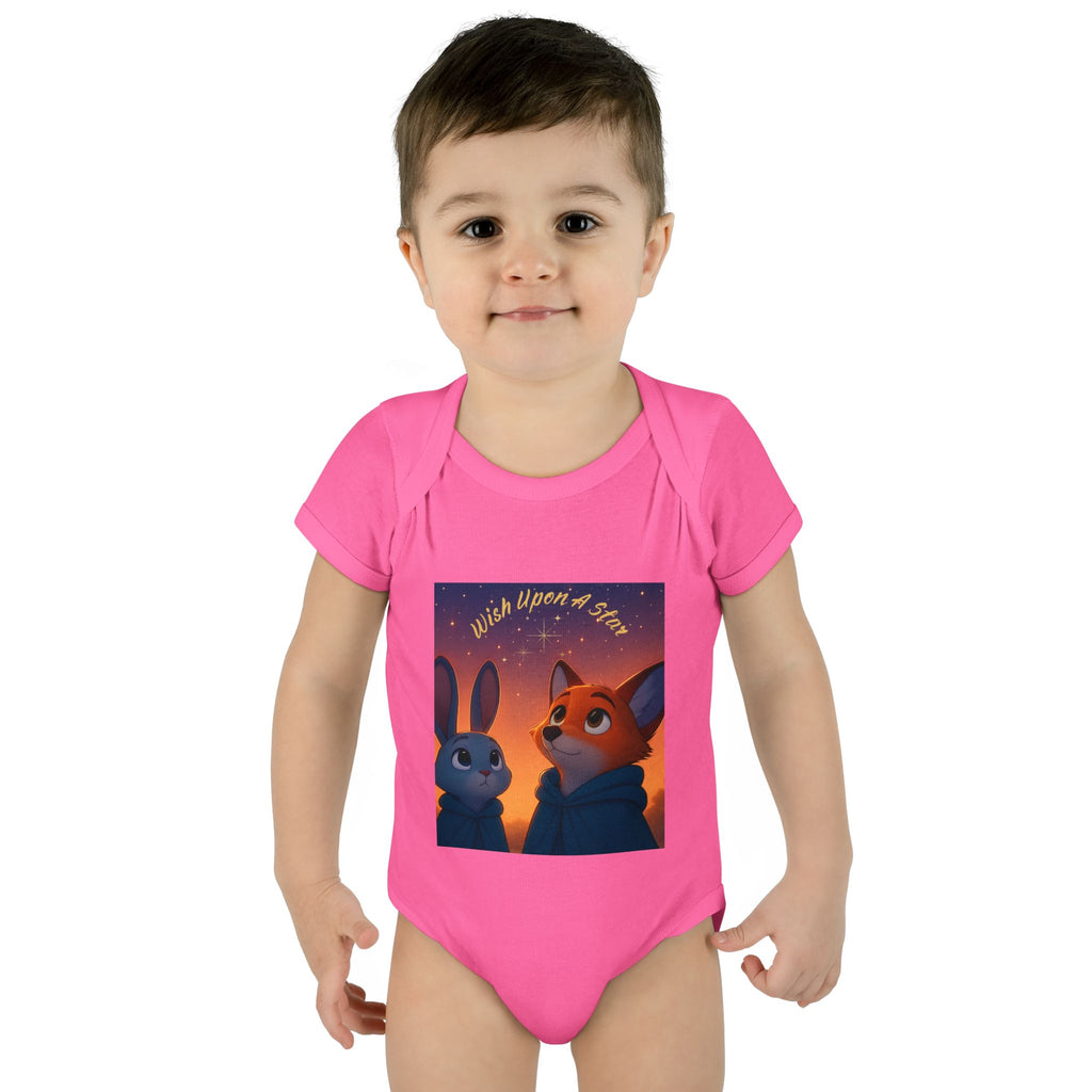 Baby Bodysuit - 'Wish Upon a Star' Fox & Bunny Night Sky Infant Onesie