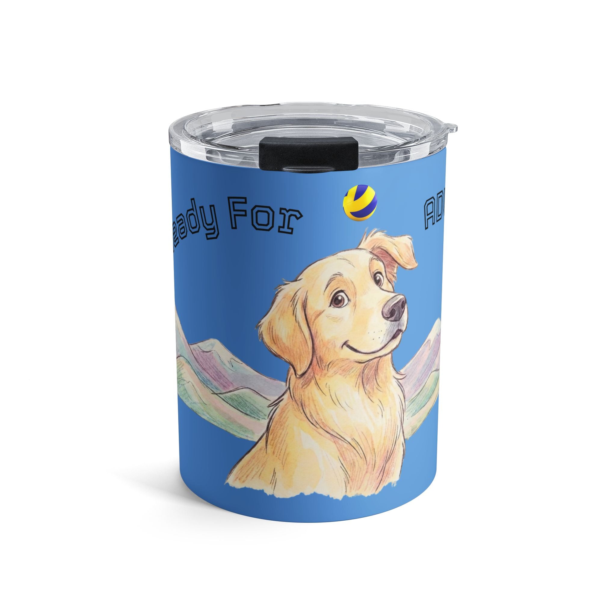 Golden Retriever Tumbler 10oz — 'Ready For Adventure' Dog Travel Mug