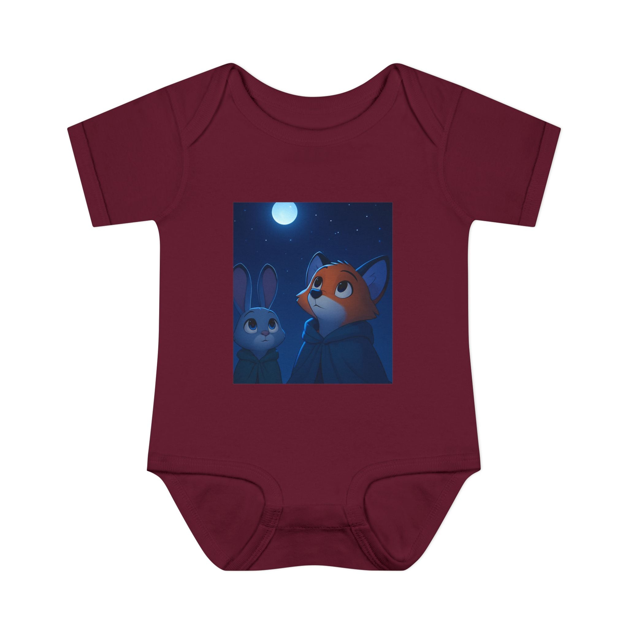 Baby Bodysuit — Moonlit Fox & Bunny Cute Nursery Graphic