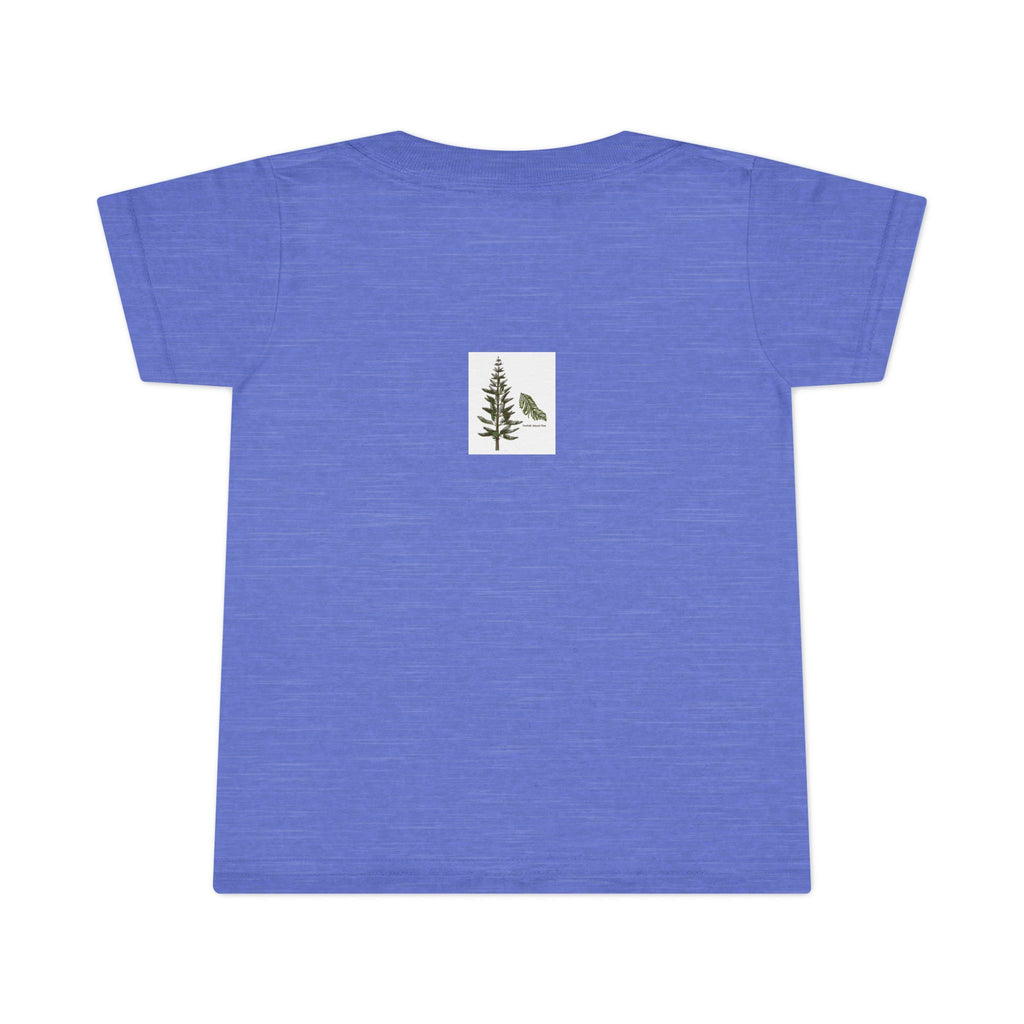 Toddler T-Shirt — Happy Yellow Labrador Puppy with Pastel Mountains