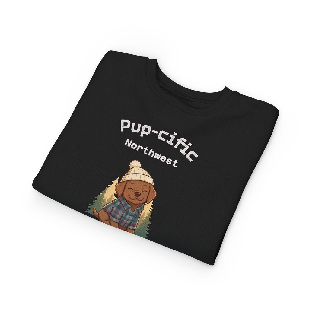 Pup-cific Northwest Toddler Sweatshirt — Cute Cozy Puppy Graphic