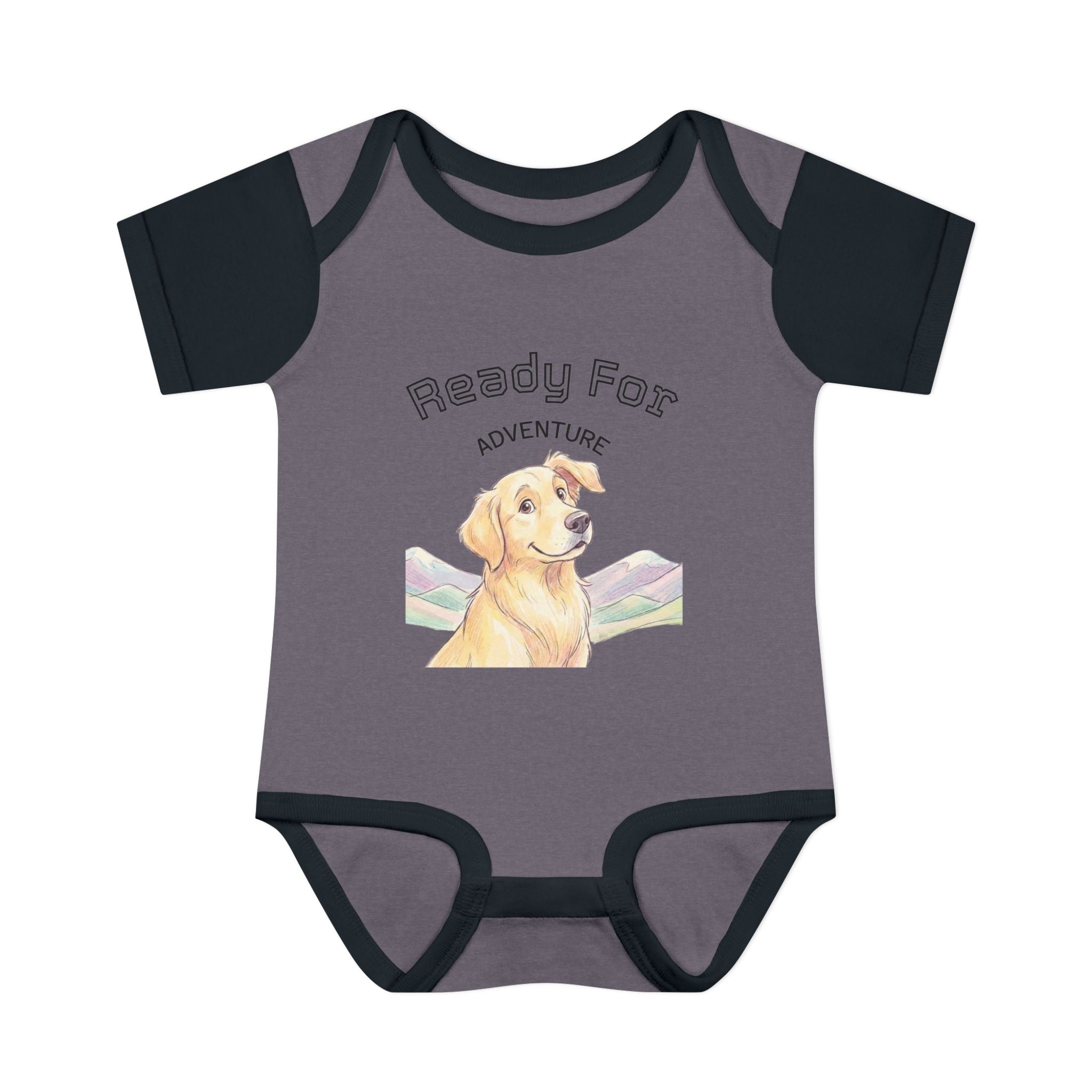 Ready for Adventure Baby Bodysuit — Golden Retriever Puppy Graphic Infant Onesie