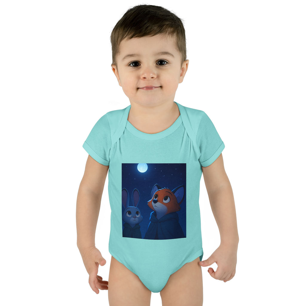 Baby Bodysuit — Moonlit Fox & Bunny Cute Nursery Graphic