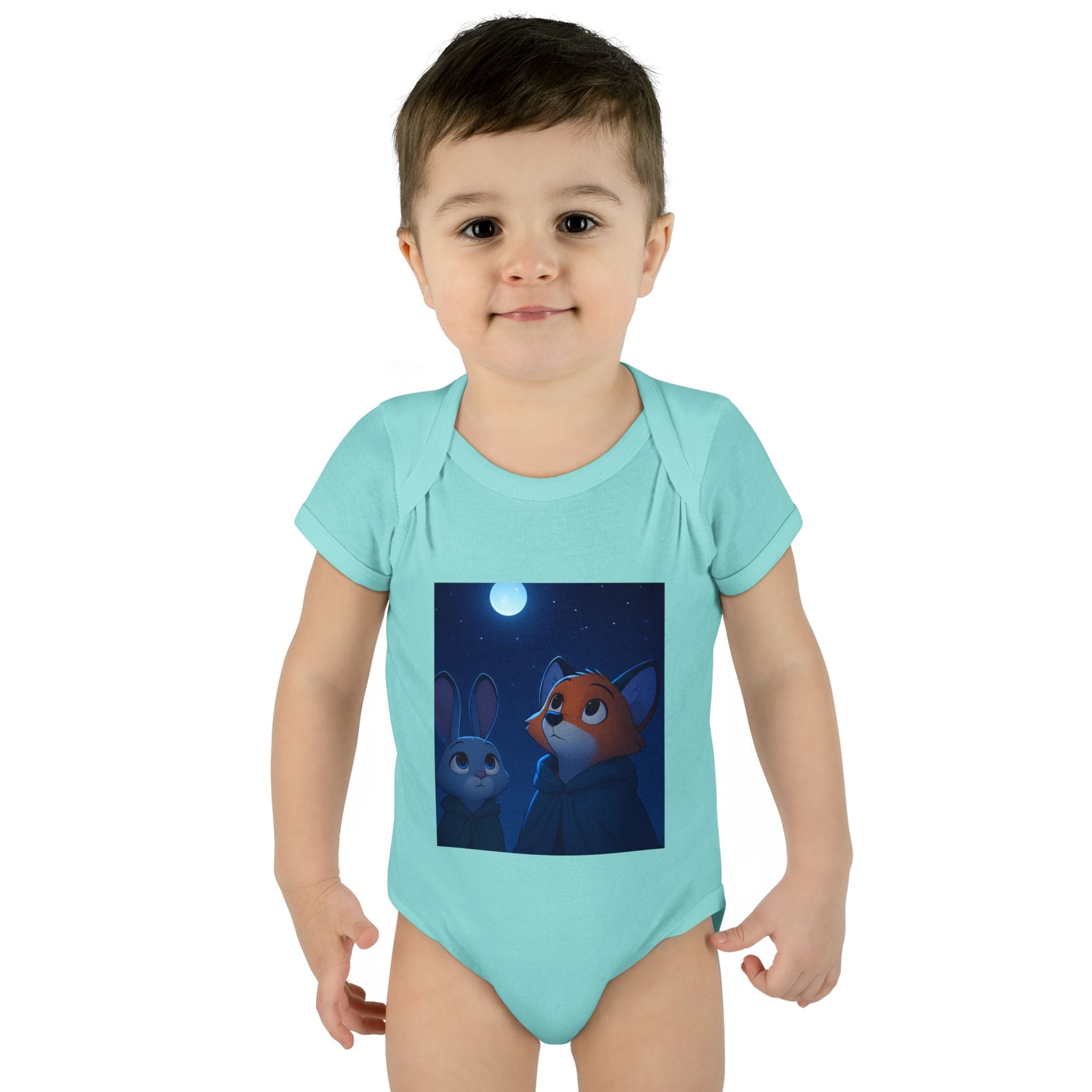 Baby Bodysuit — Moonlit Fox & Bunny Cute Nursery Graphic