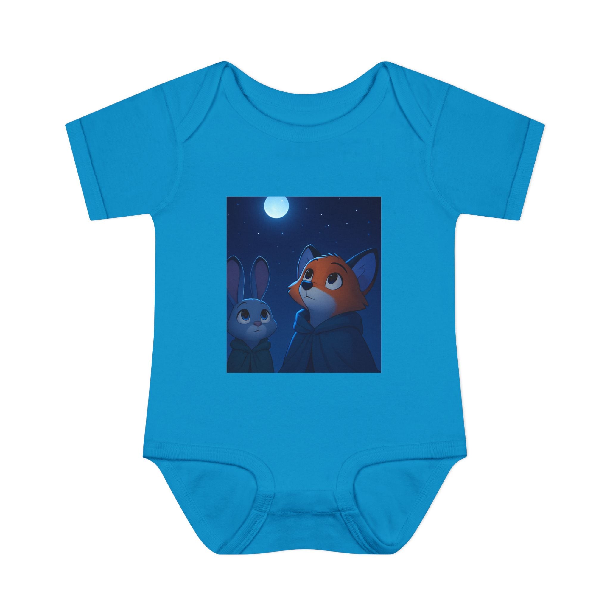 Baby Bodysuit — Moonlit Fox & Bunny Cute Nursery Graphic