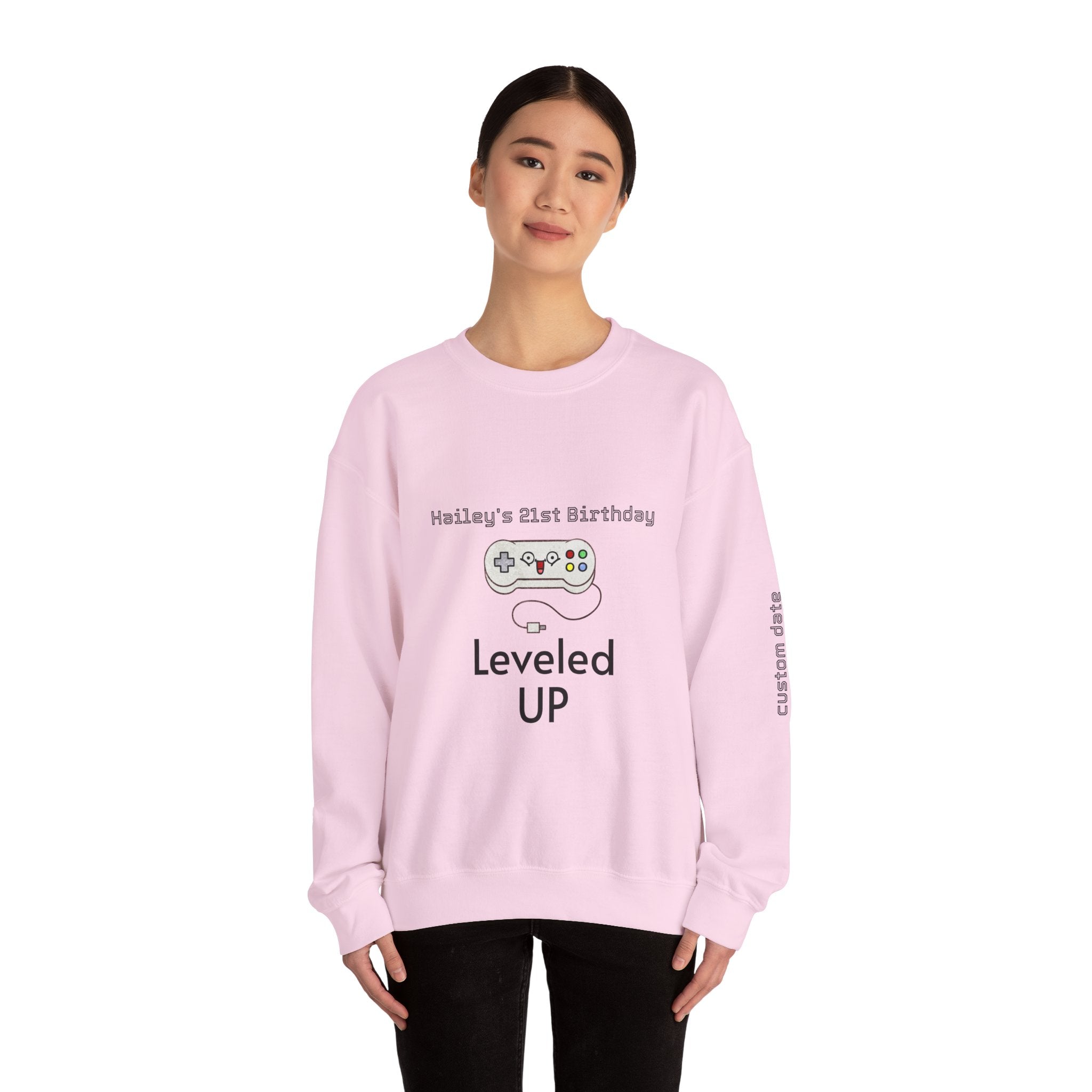 Leveled Up Gamer Crewneck Sweatshirt — Personalized "Leveled UP" Birthday Design