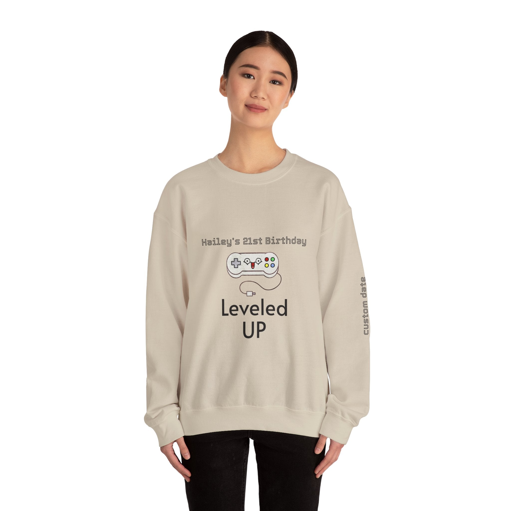 Leveled Up Gamer Crewneck Sweatshirt — Personalized "Leveled UP" Birthday Design