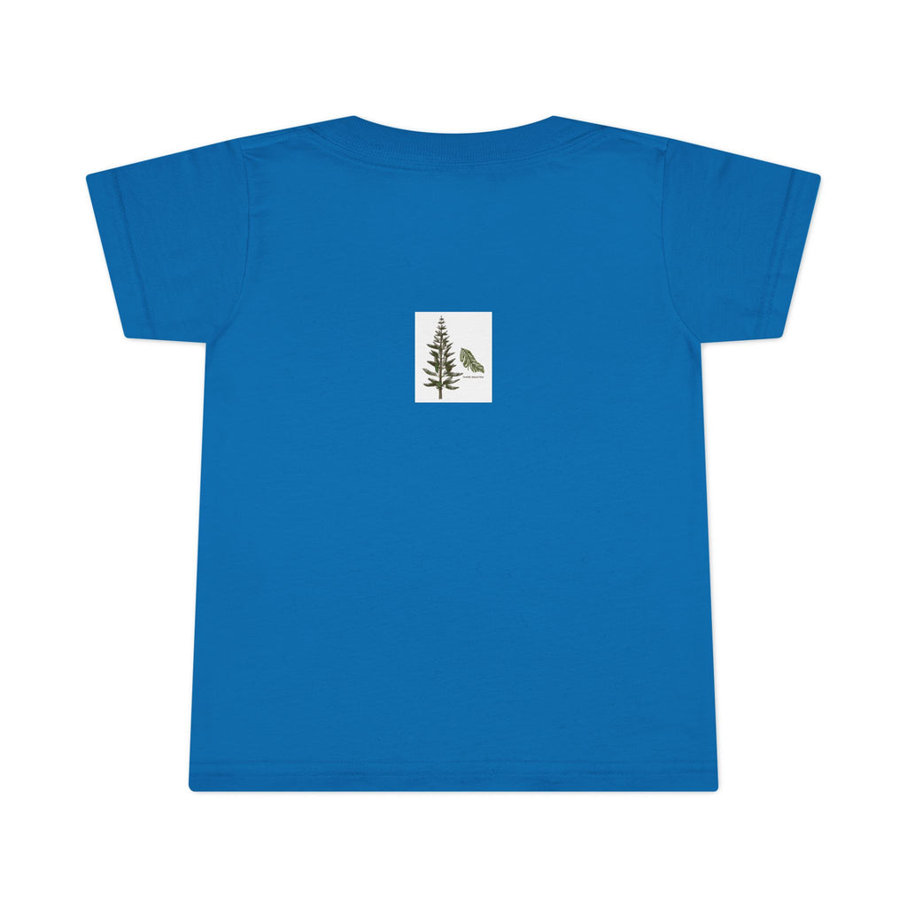 Toddler T-Shirt — Happy Yellow Labrador Puppy with Pastel Mountains