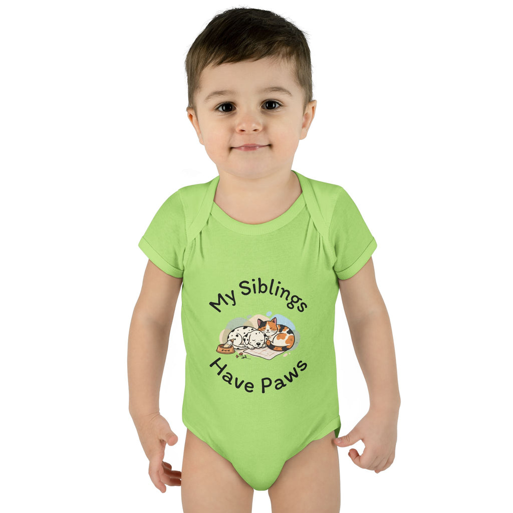 Infant Bodysuit – "My Siblings Have Paws" Cute Cat & Dog Baby Onesie