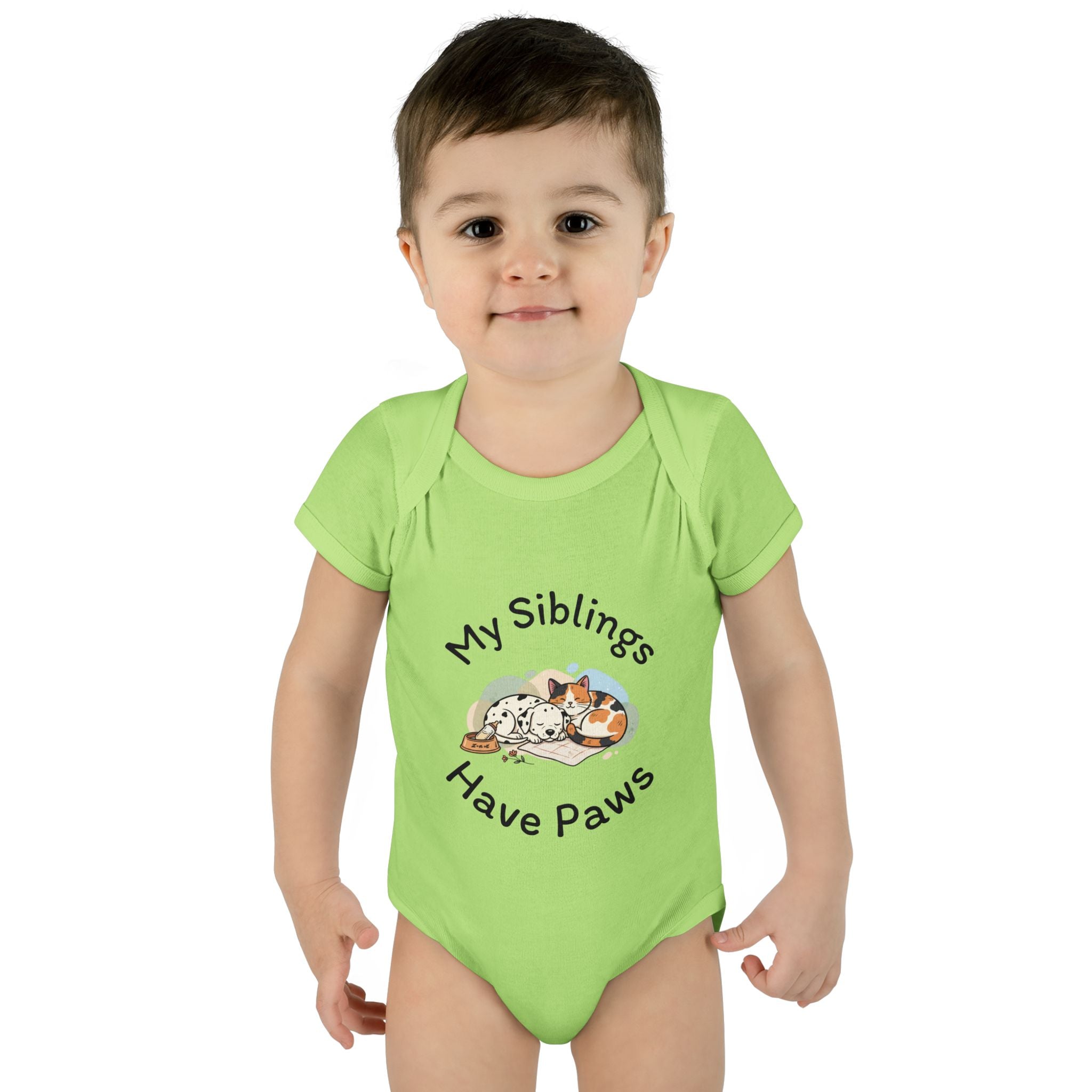 Infant Bodysuit – "My Siblings Have Paws" Cute Cat & Dog Baby Onesie