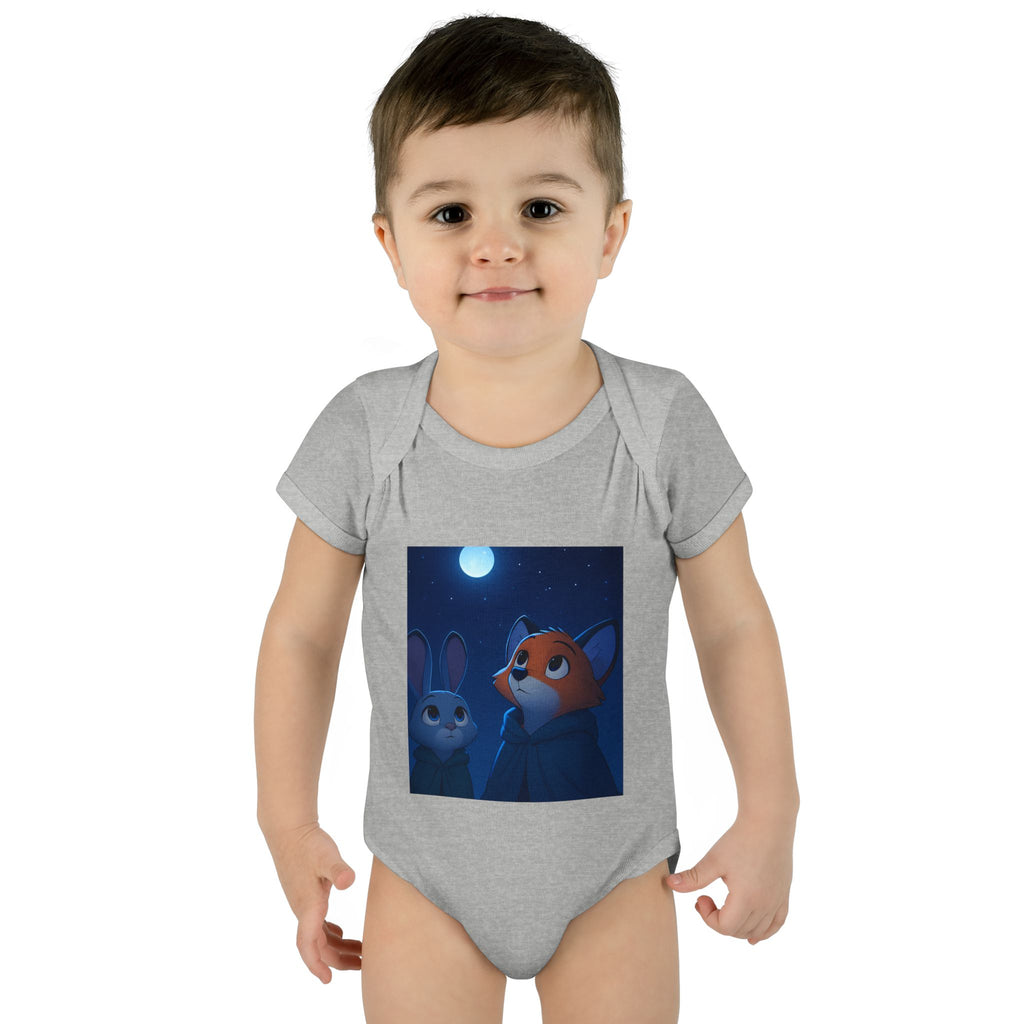 Baby Bodysuit — Moonlit Fox & Bunny Cute Nursery Graphic