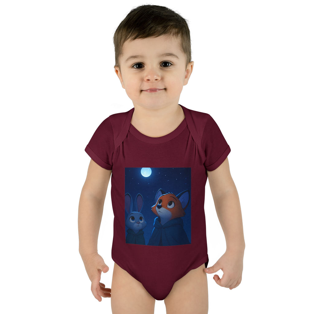 Baby Bodysuit — Moonlit Fox & Bunny Cute Nursery Graphic