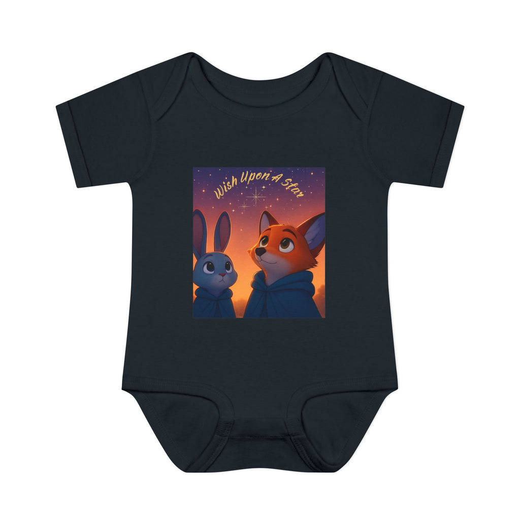 Baby Bodysuit - 'Wish Upon a Star' Fox & Bunny Night Sky Infant Onesie