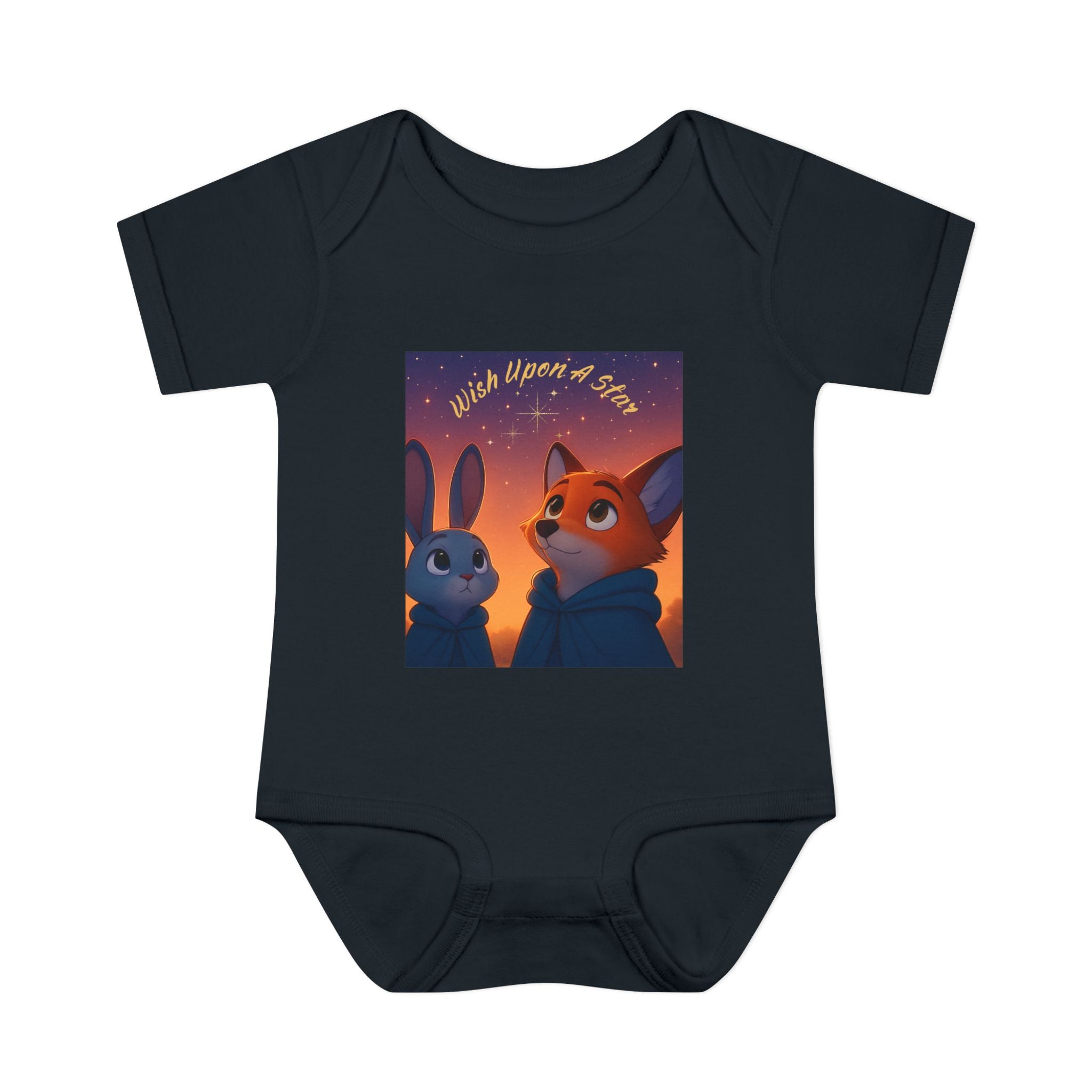 Baby Bodysuit - 'Wish Upon a Star' Fox & Bunny Night Sky Infant Onesie