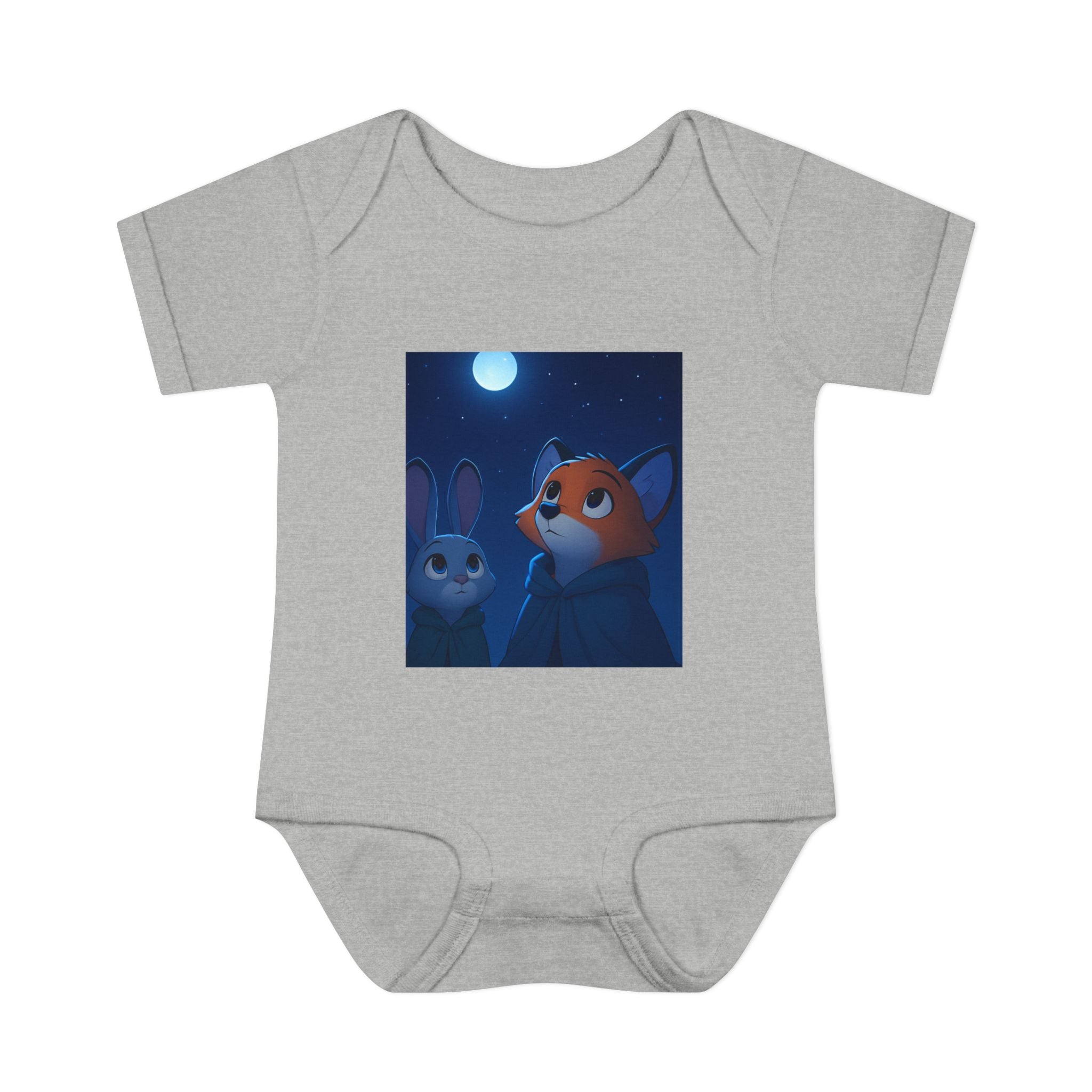 Baby Bodysuit — Moonlit Fox & Bunny Cute Nursery Graphic