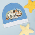 Baby Beanie - Cute Sleeping Puppy & Kitten Graphic Infant Hat blue