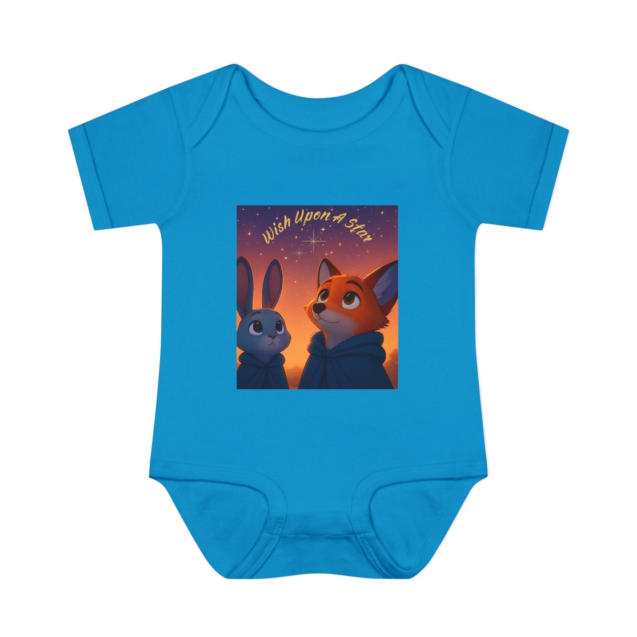 Baby Bodysuit - 'Wish Upon a Star' Fox & Bunny Night Sky Infant Onesie